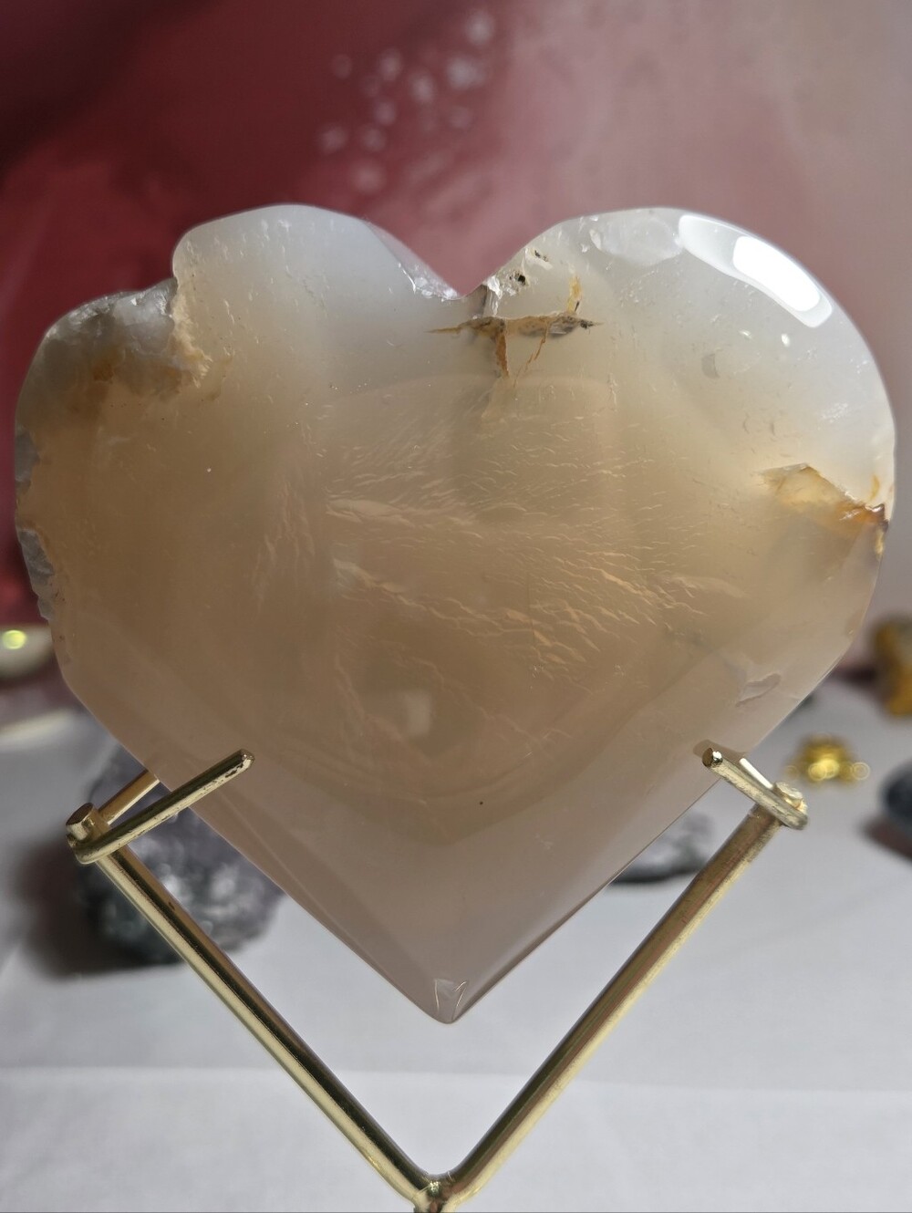 New Dendritic Agate Polished Heart- 90mm W 80mm L 293 Grams